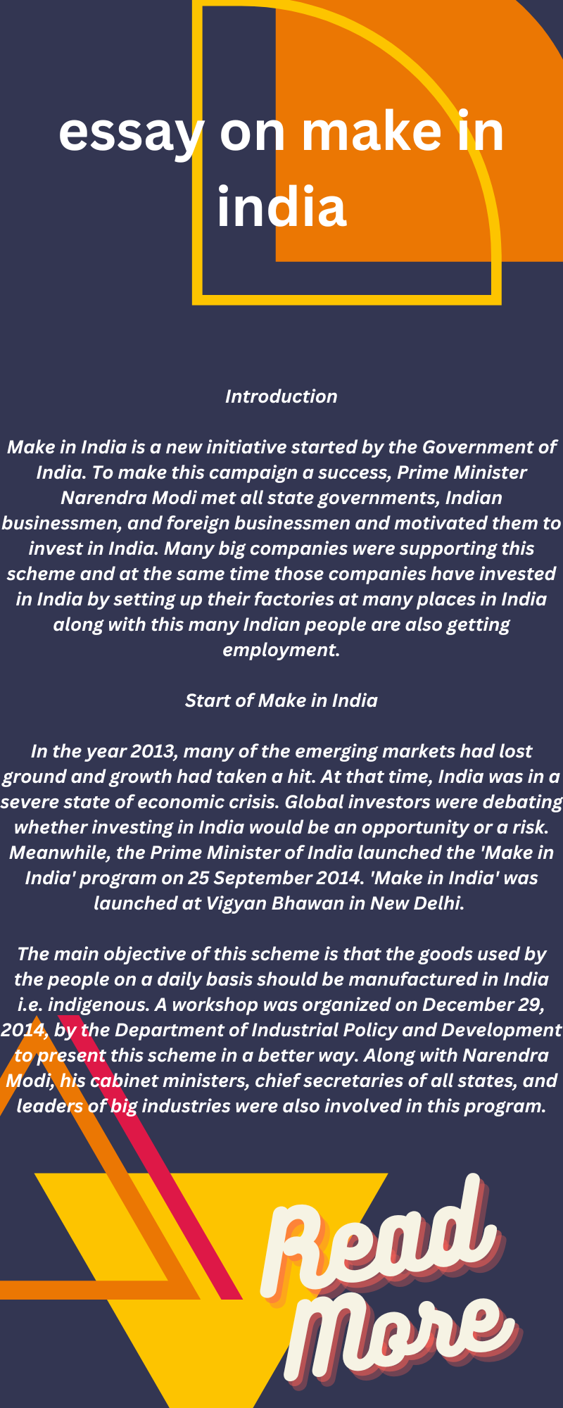 essay on make in india in english